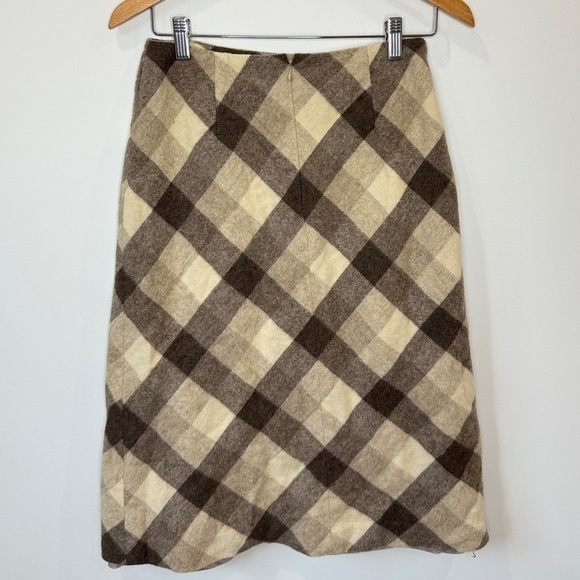 Caslon Virgin Wool and Mohair Plaid Brown Midi Skirt (Sz 6) - Picture 4 of 6
